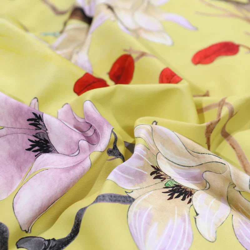 Wild Whimsy 600 TC Blumen-Bettwäsche-Set aus Baumwolle – Grün