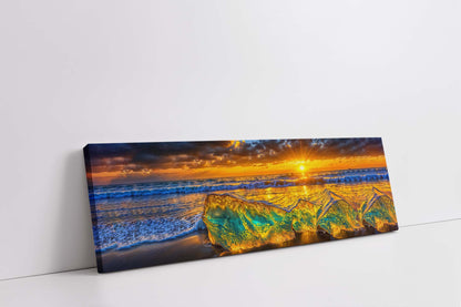 HDR Strandfelsen-Wandkunst-Skyline-Leinwanddruck