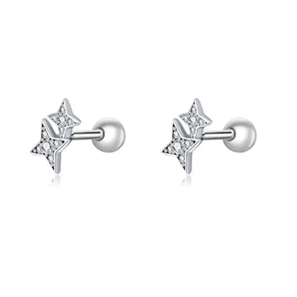 925 Sterling Silver Star And Butterfly Stud Earrings - Delicate And Fine Jewelry