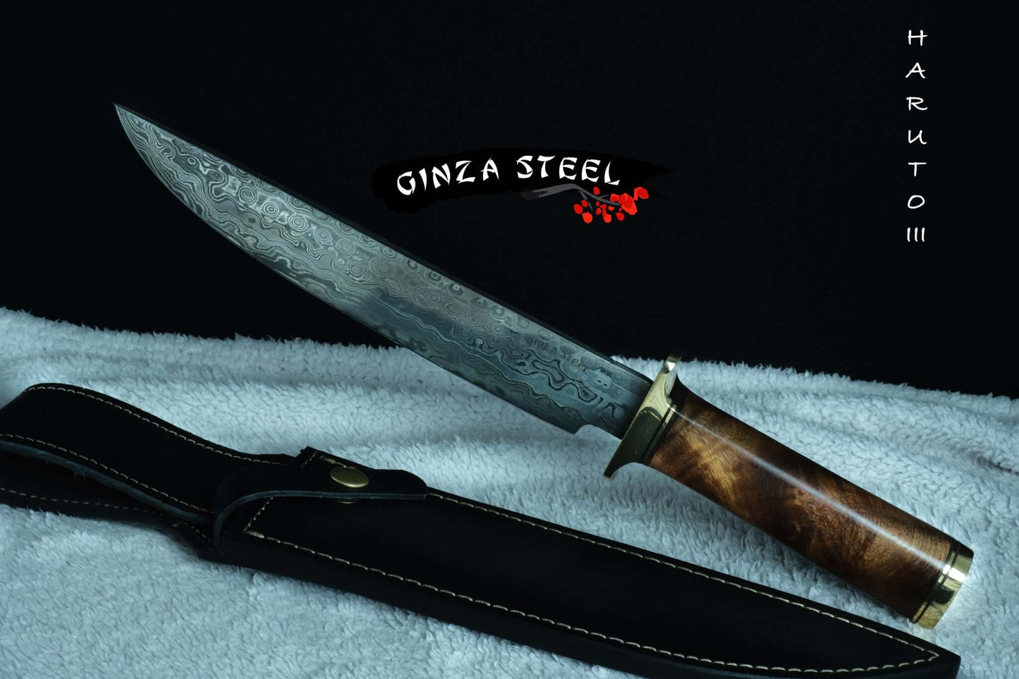 Ginza Steel Haruto-III Bowie-Messer - 9" Klinge mit Lederscheide