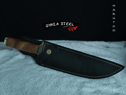 Ginza Steel Haruto-III Bowie-Messer - 9" Klinge mit Lederscheide
