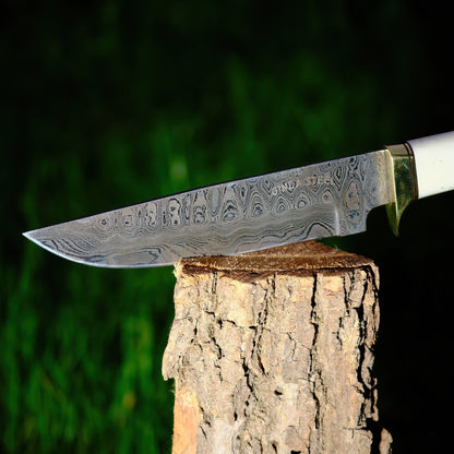 Haruto Bowie-Messer - Kamelknochengriff 7,5 Zoll mit Lederscheide