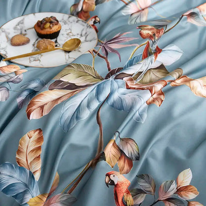 Eden 600 TC Floral-Bettwäsche-Set aus Baumwolle – Grau/Blush
