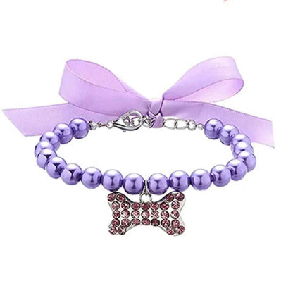 Pearl Rhinestone Dog Collar