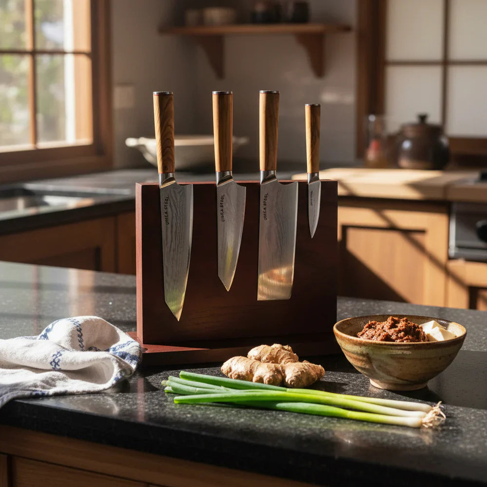 Ginza Steel KC Series MIA FIVE – 5-teiliges essentielles Messerset mit magnetischem Holzblock
