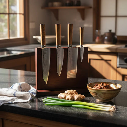 Ginza Steel KC Series MIA FIVE – 5-teiliges essentielles Messerset mit magnetischem Holzblock