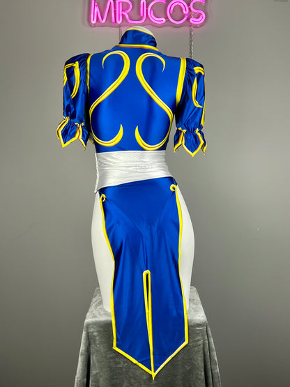 【DISCONTINUED】Chun-Li Inspired Cosplay Bodysuit Set with Detachable Skirt & Accessories