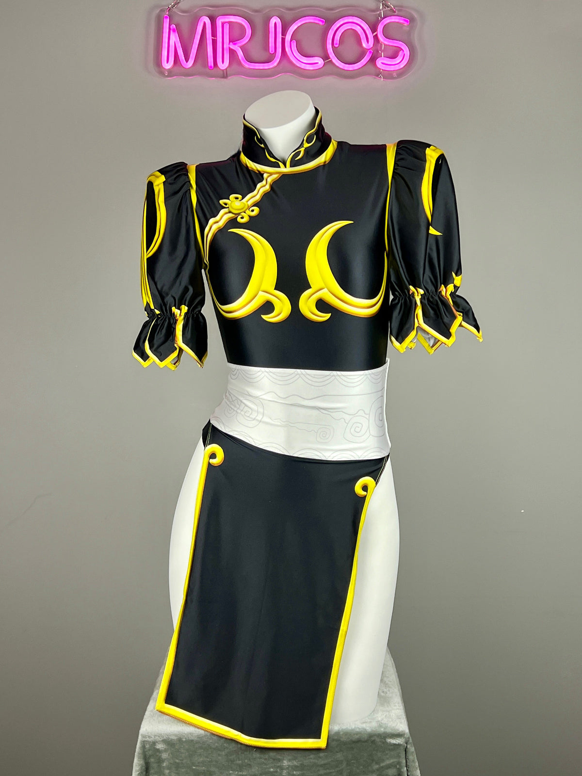 【DISCONTINUED】Chun-Li Inspired Cosplay Bodysuit Set with Detachable Skirt & Accessories