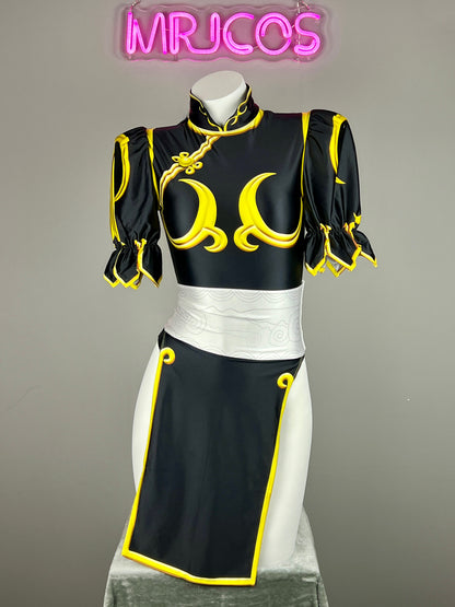 【DISCONTINUED】Chun-Li Inspired Cosplay Bodysuit Set with Detachable Skirt & Accessories