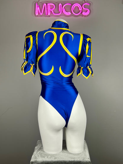 【DISCONTINUED】Chun-Li Inspired Cosplay Bodysuit Set with Detachable Skirt & Accessories