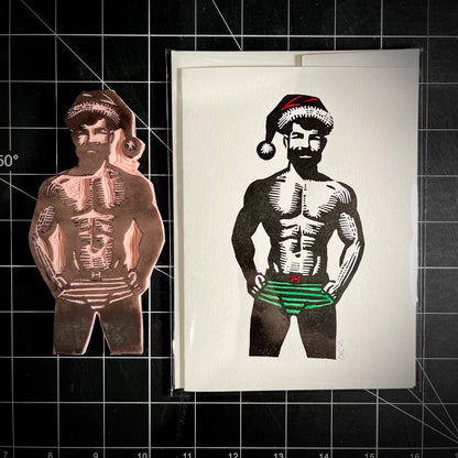 Ho Ho Ho Weihnachtskarte | LINOLSCHNITTKARTE