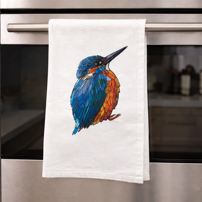 Geschirrtuch aus Mehlsackstoff – 100 % Bio-Baumwolle – Eisvogel