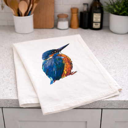 Geschirrtuch aus Mehlsackstoff – 100 % Bio-Baumwolle – Eisvogel