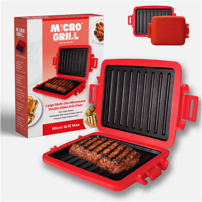 Micro Grill Max™ Mikrowellen-Grill & Sandwichmaker – Großer Mikrowellen-Grilltopf für Paninis, Steaks & Filets – Mikrowellengeeignet, BPA-frei, Spülmaschinenfest – Größere Abmessungen für großes Brot & Mahlzeiten