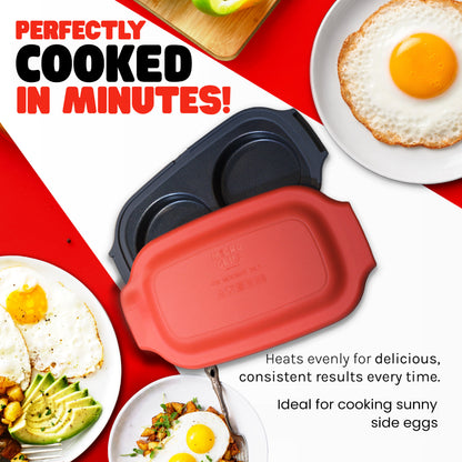 Micro Grill Egg Mate™ Mikrowellen-Eierkocher – 2-Eier Spiegelei-Zubereiter mit Dampfentlüftungsdeckel – Schnelle Frühstückssandwich-Eierform – BPA-frei, spülmaschinenfest