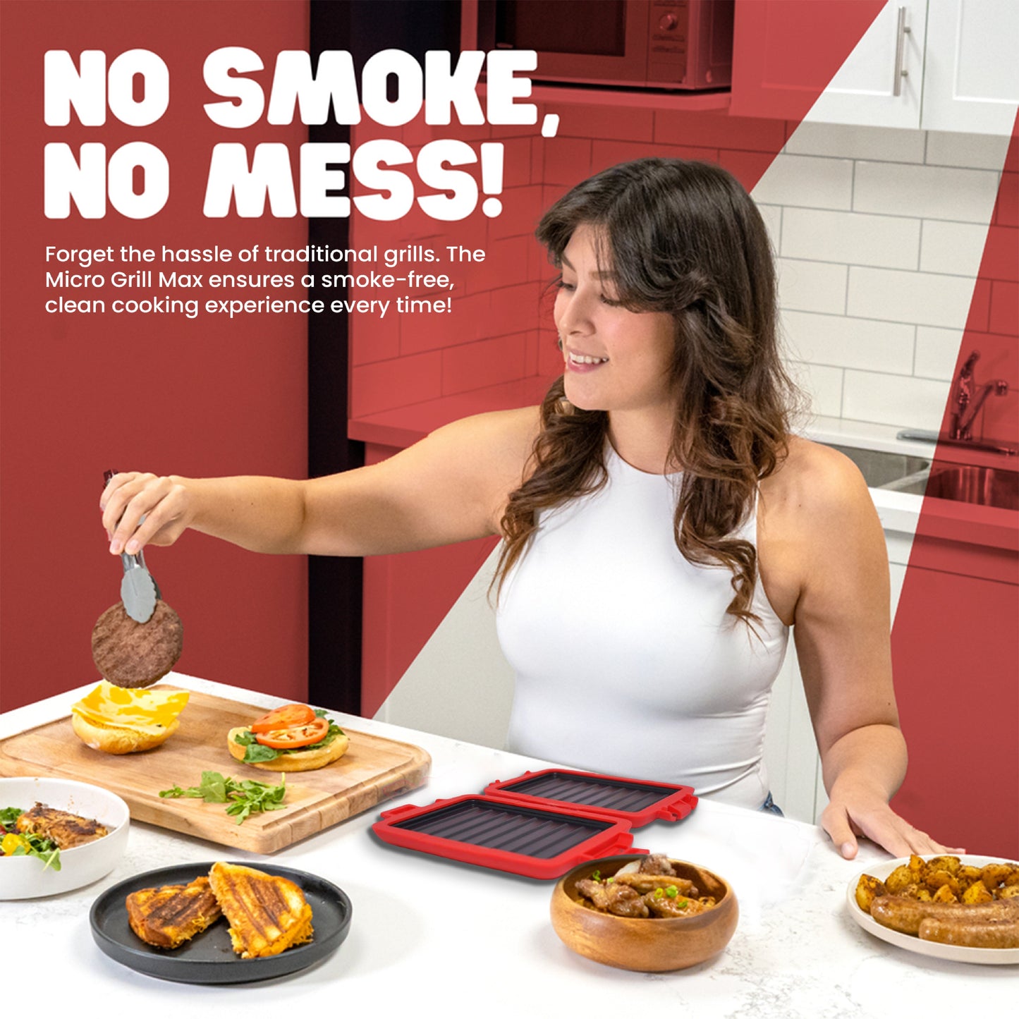 Micro Grill Max™ Mikrowellen-Grill & Sandwichmaker – Großer Mikrowellen-Grilltopf für Paninis, Steaks & Filets – Mikrowellengeeignet, BPA-frei, Spülmaschinenfest – Größere Abmessungen für großes Brot & Mahlzeiten