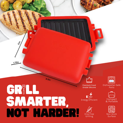 Micro Grill Max™ Mikrowellen-Grill & Sandwichmaker – Großer Mikrowellen-Grilltopf für Paninis, Steaks & Filets – Mikrowellengeeignet, BPA-frei, Spülmaschinenfest – Größere Abmessungen für großes Brot & Mahlzeiten