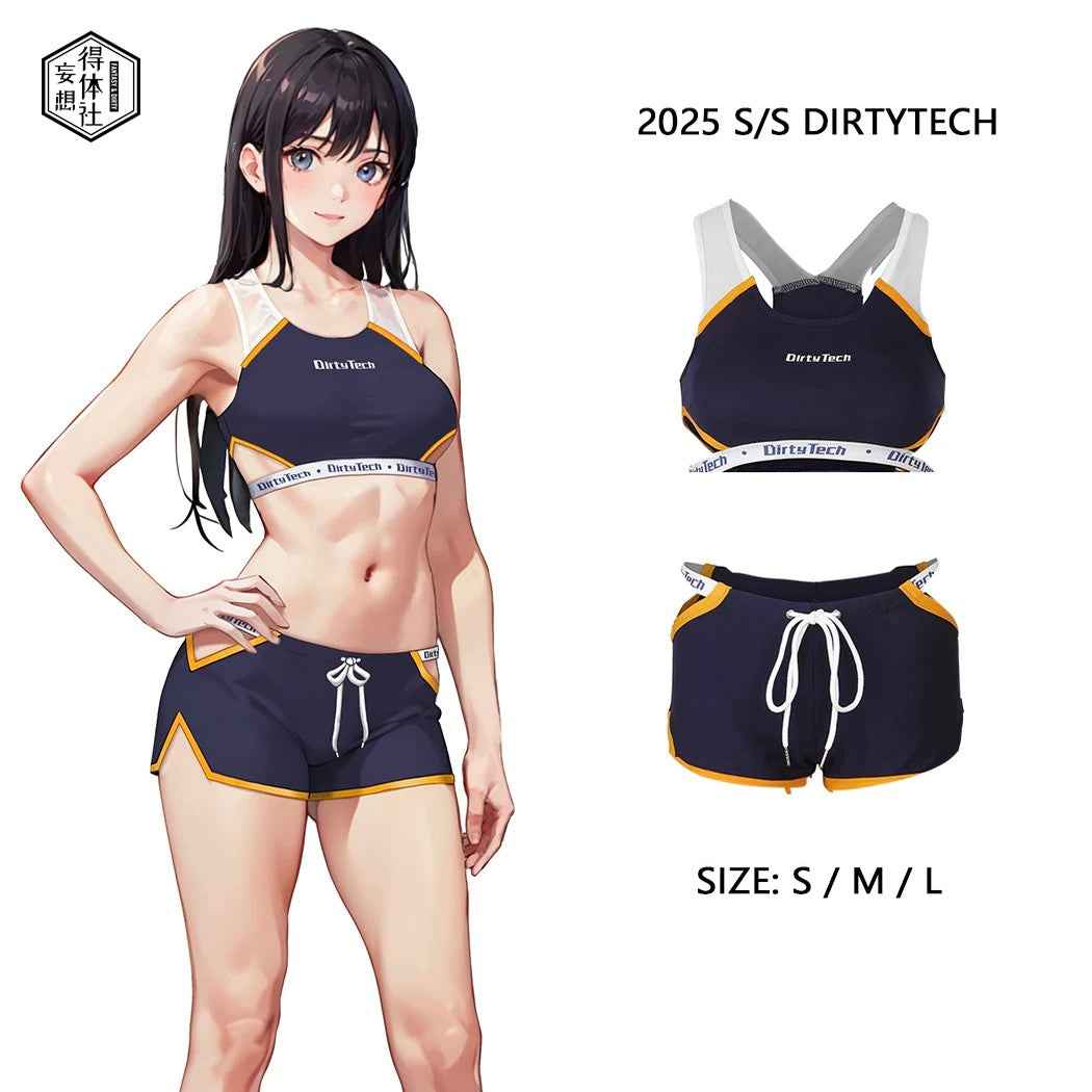 Anime Style Boxing Running Sexy Sports Activewear Set Hollow Tank Top with Shorts