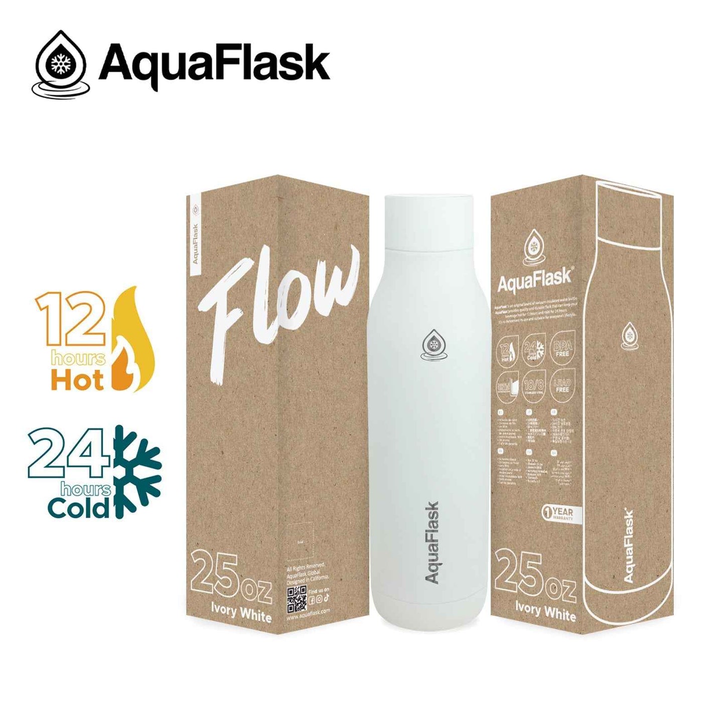 AquaFlask FLOW Vacuum Insulated Water Bottles 739 ml (25 oz)