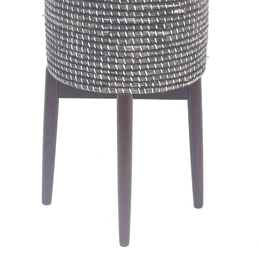 Jax – Schwarzer hoher Pflanzkübel mit gedrechseltem Ständer im Mid-Century-Stil