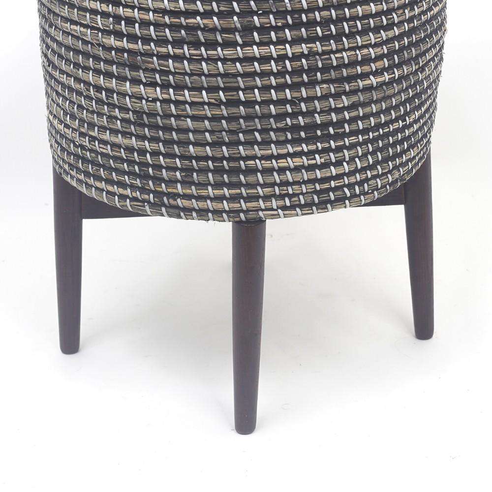 Jax – Schwarzer hoher Pflanzkübel mit gedrechseltem Ständer im Mid-Century-Stil