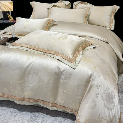 Royal Retreat Blumen-Jacquard-Patchwork-Bettwäscheset 800 TC – Creme