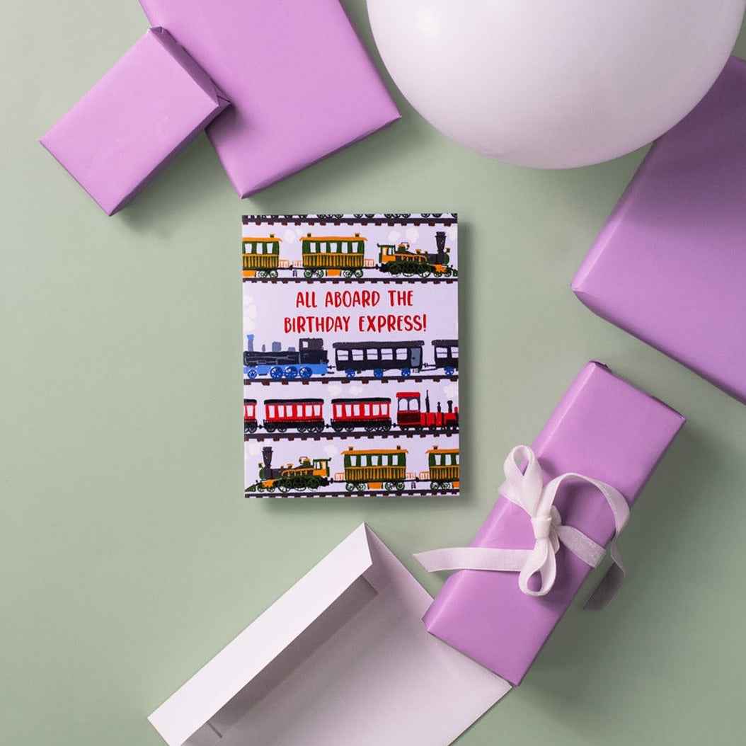 All Aboard The Birthday Express! - Greeting Card