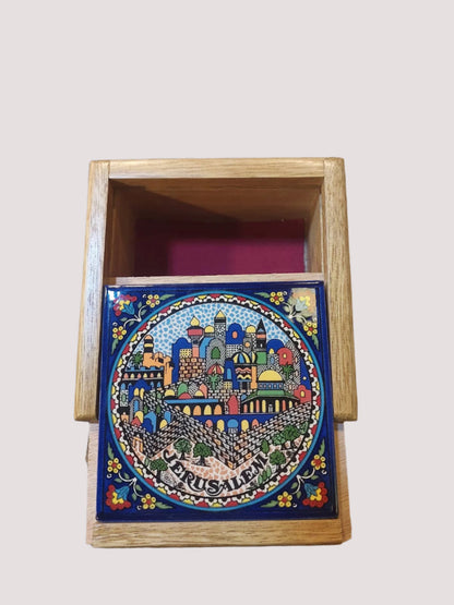 Handgefertigte Schmuckschatulle aus Keramik & Holz – 15 cm Aufbewahrungsbox