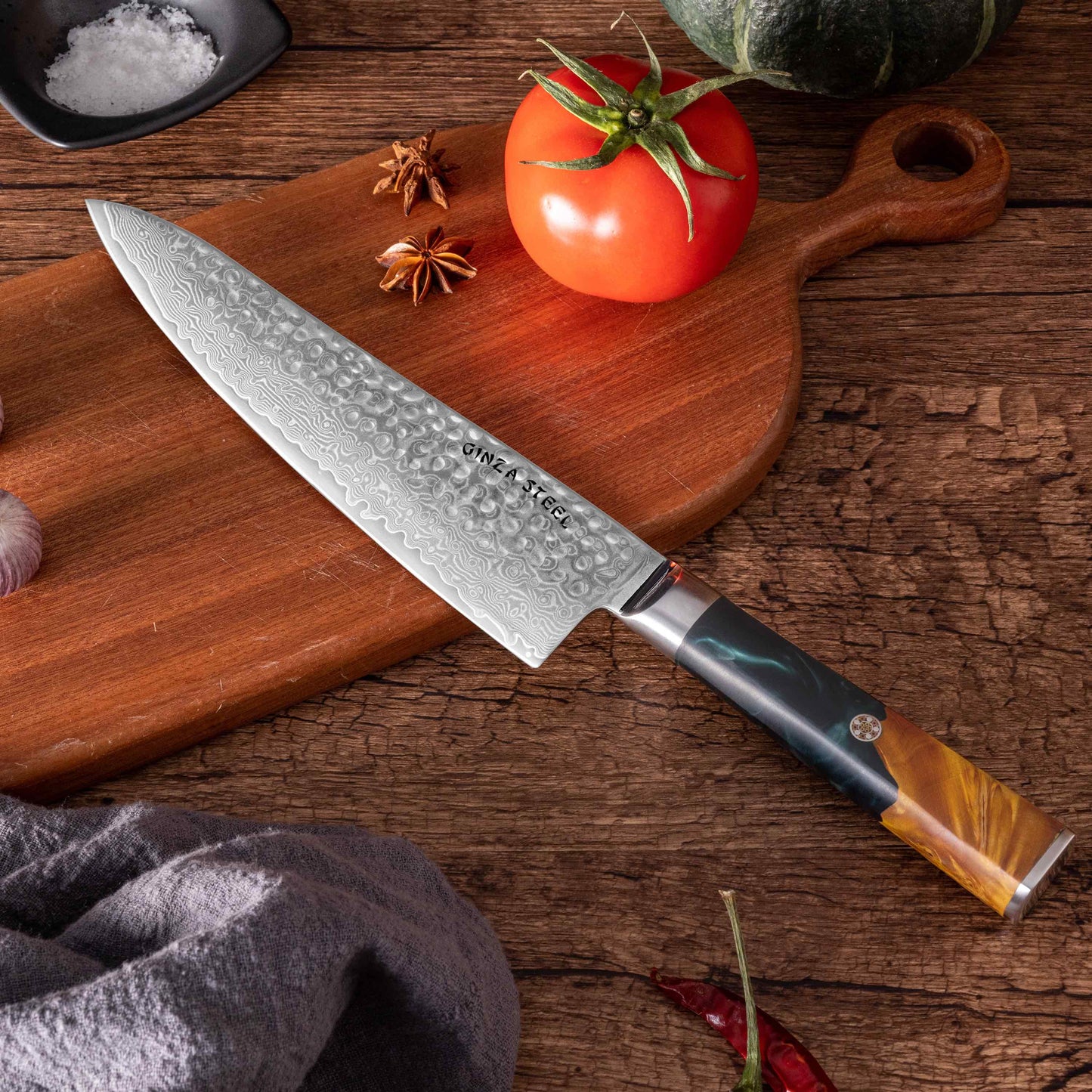 Kaze Katana | Kochmesser 20 cm Damast VG10 Stahl 67 Lagen