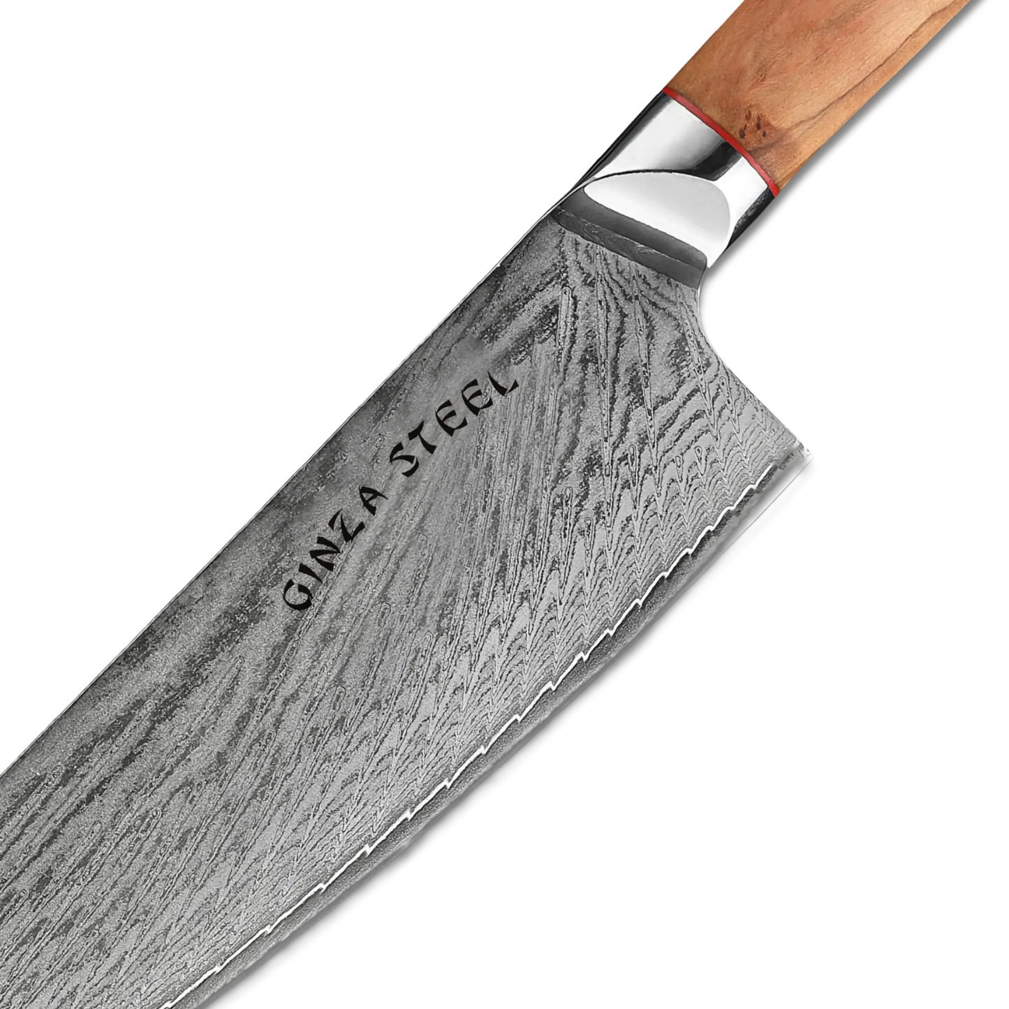 Ginza Steel MIA 24 Kochmesser 9” – Damast AUS10, 67-lagig, Olivenholzgriff