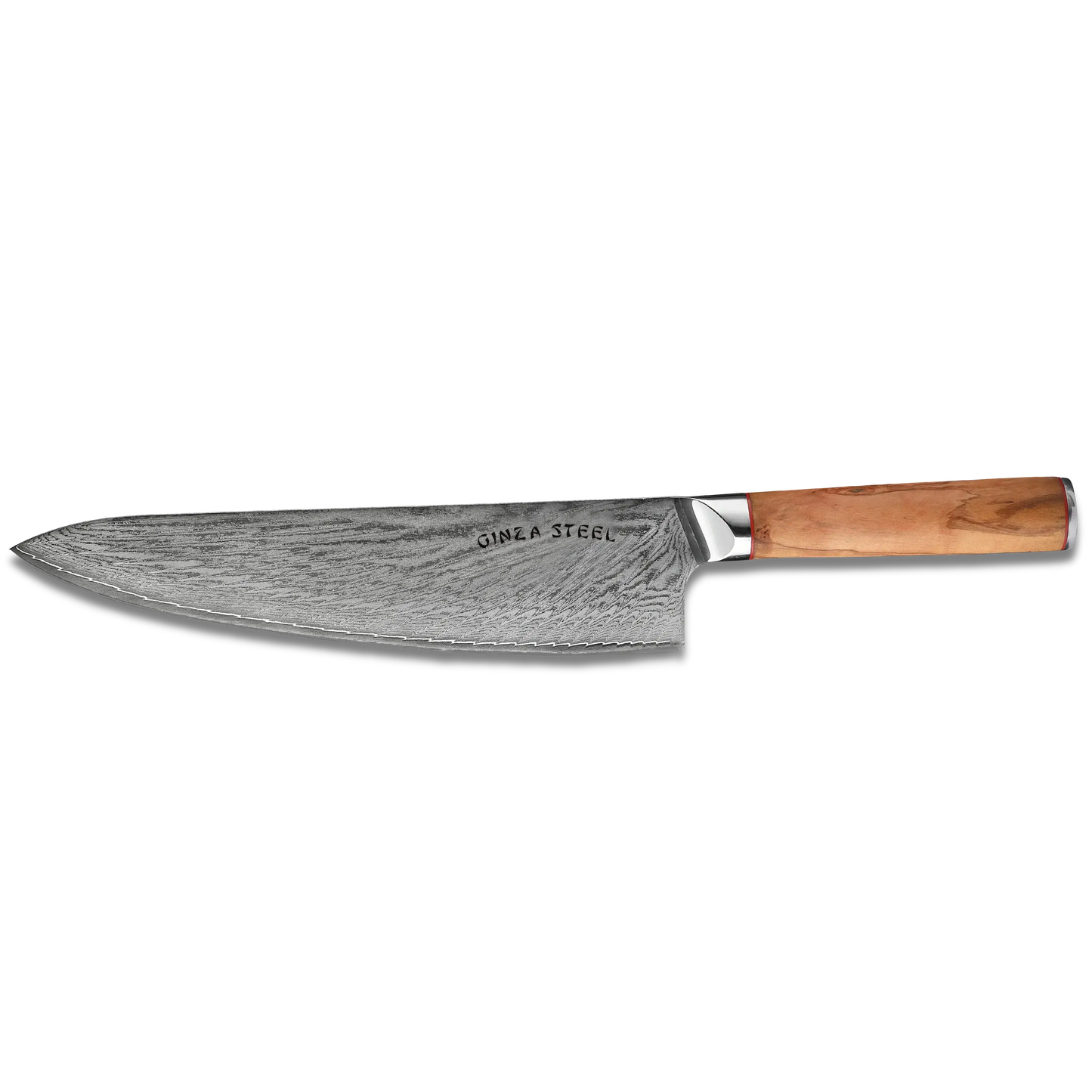 Ginza Steel MIA 24 Kochmesser 9” – Damast AUS10, 67-lagig, Olivenholzgriff
