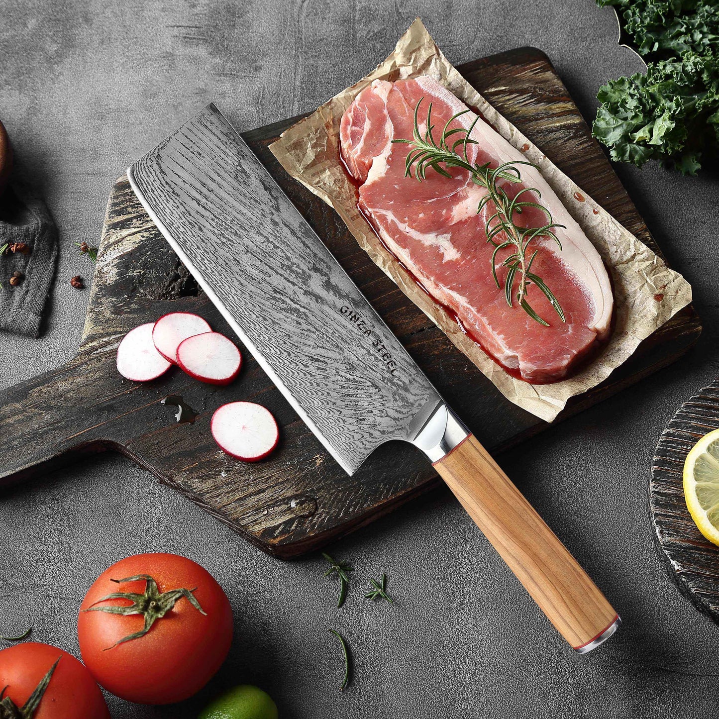 Ginza Steel KC Series MIA FIVE – 5-teiliges essentielles Messerset mit magnetischem Holzblock