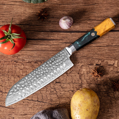 Kaze Katana Santoku Messer 7″ | Damaststahl von Ginza Steel