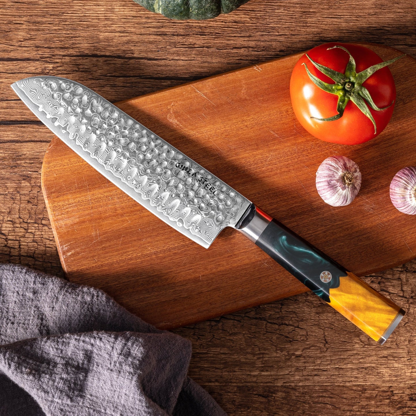 Kaze Katana Santoku Messer 7″ | Damaststahl von Ginza Steel