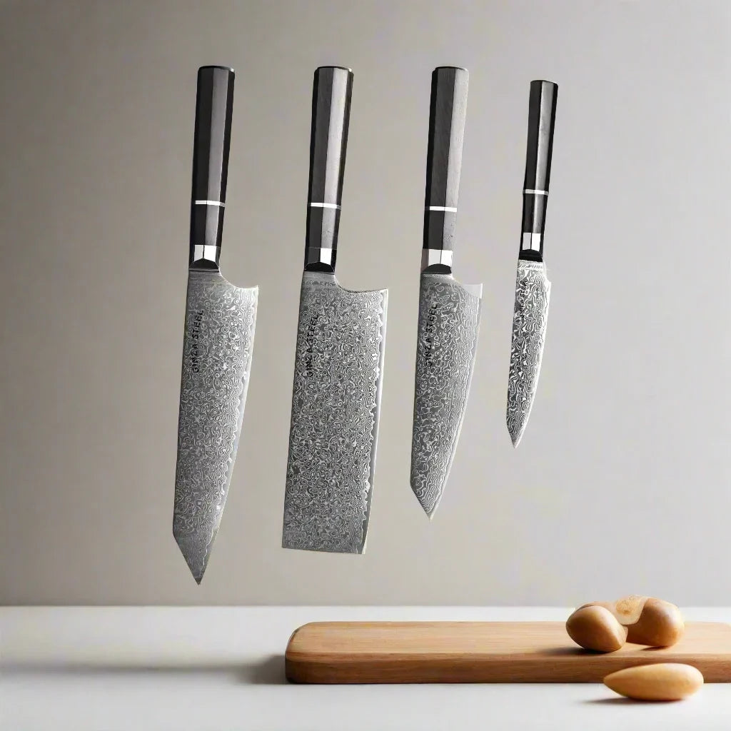 KASAI KOGATANA FIVE | Essentielles 5-teiliges Messerset | 4 Messer mit magnetischem Holzblock