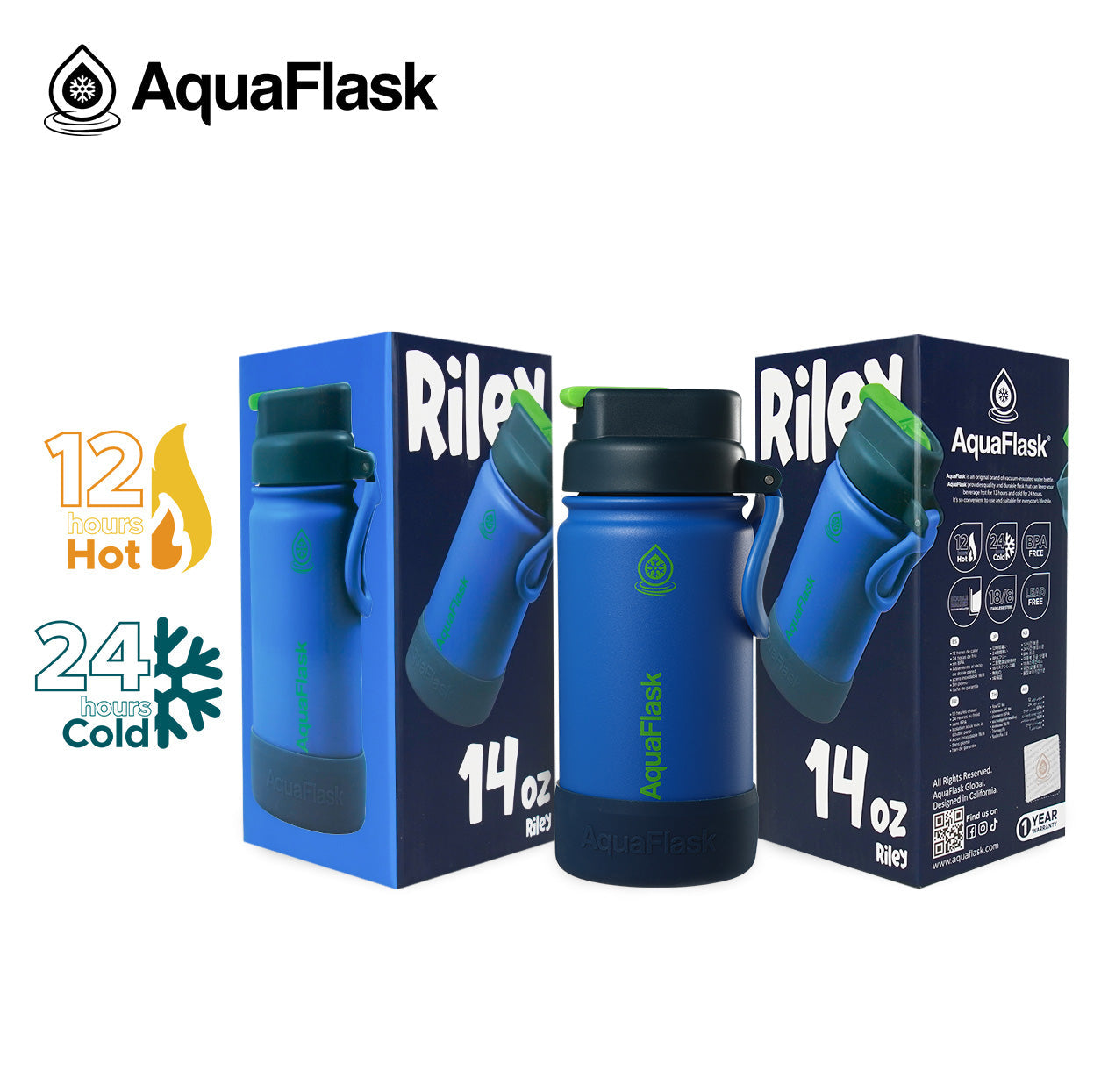 AquaFlask Kids FlipSip Trinkflaschen 414ml (14oz)