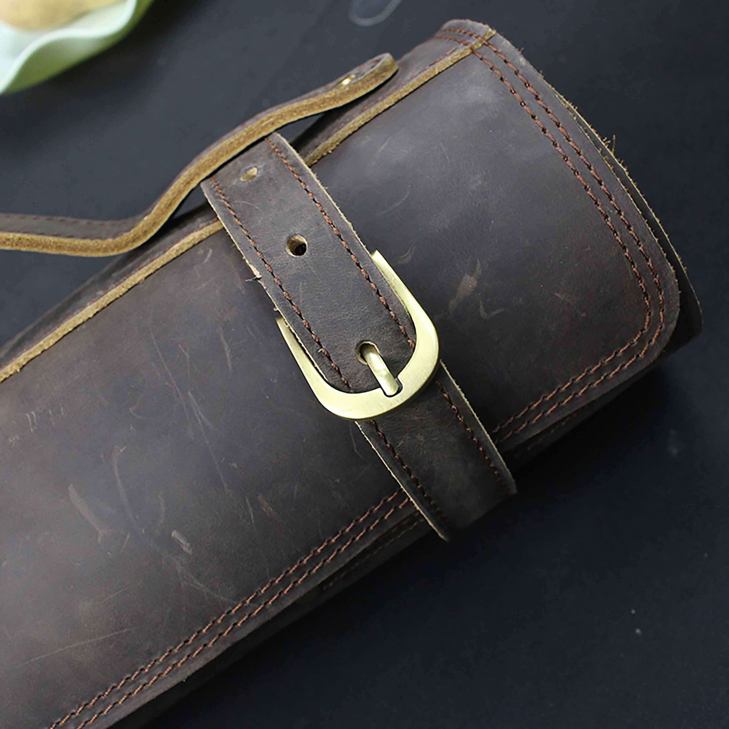 Ginza Steel Vollnarbenleder Messertasche Rustikales Braun