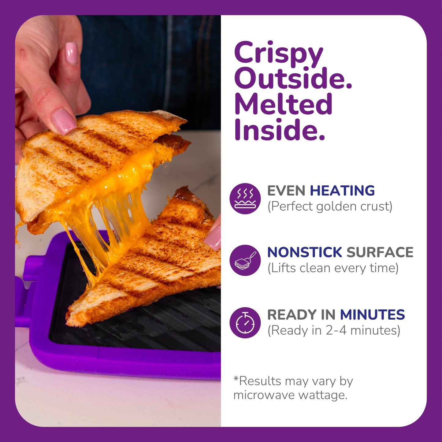 Micro Grill Classic™ Toastie Maker, Mikrowellen-Grill, Sandwich-Toaster, 3-Minuten-Grilled-Cheese, knusprig, Panini-Presse, spülmaschinenfest, Büro, Zuhause, Reisen & Studentenwohnheime