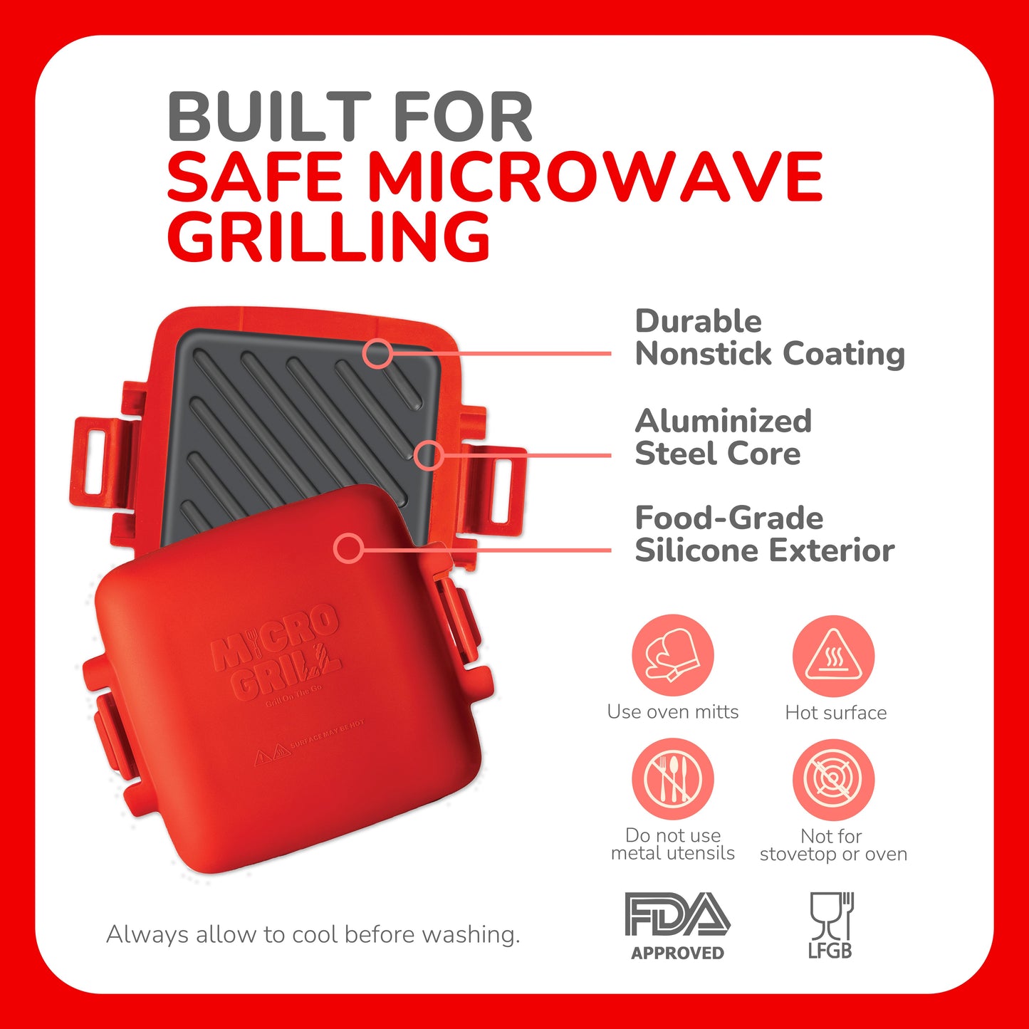 Micro Grill Classic™ Toastie Maker, Mikrowellen-Grill, Sandwich-Toaster, 3-Minuten-Grilled-Cheese, knusprig, Panini-Presse, spülmaschinenfest, Büro, Zuhause, Reisen & Studentenwohnheime