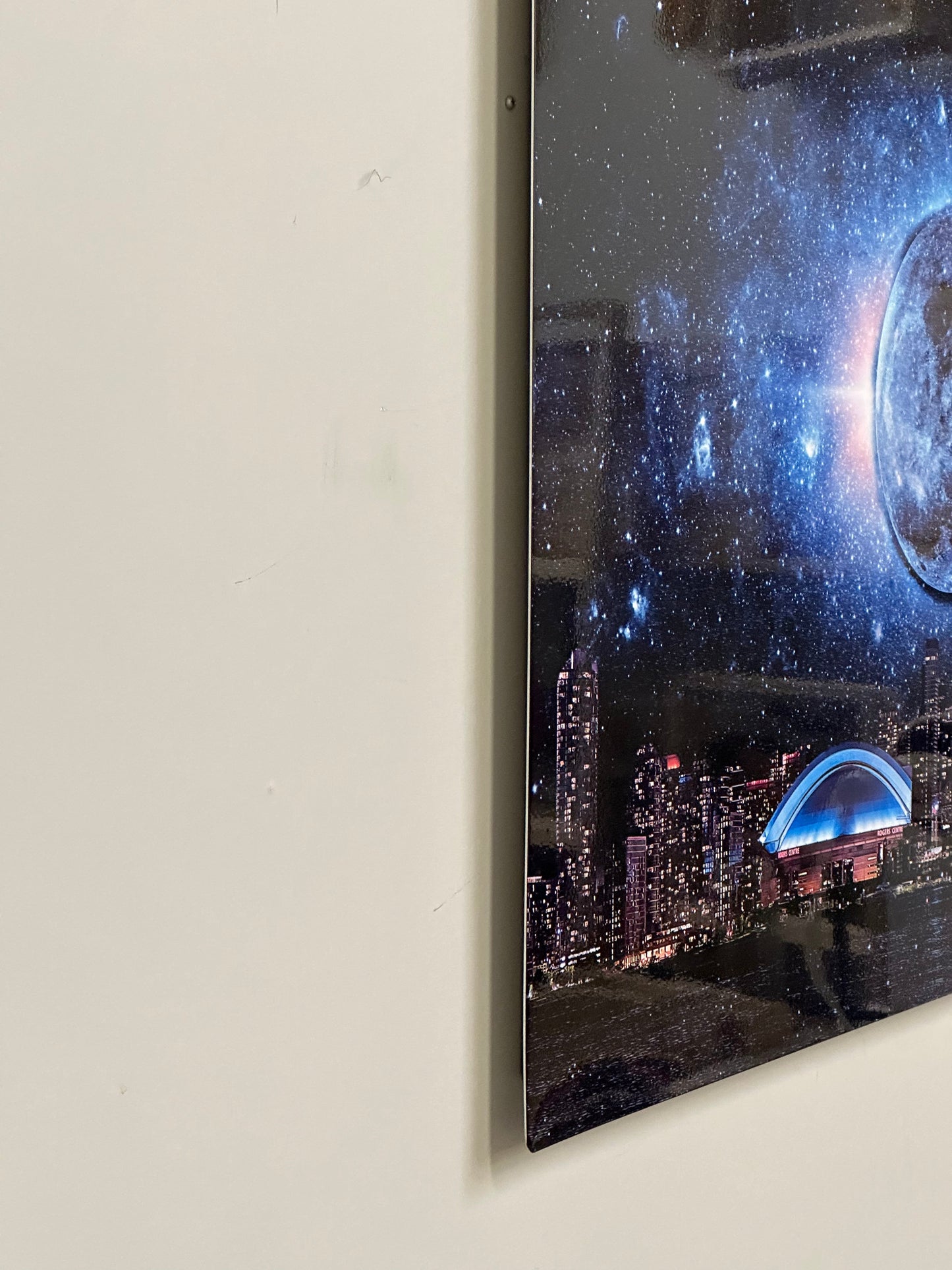 Wandkunst-Metall-Aluminiumdruck-Toronto, dunkler Mond mit CN Tower-Limitierte Edition