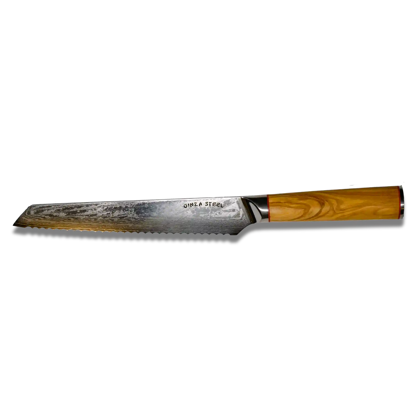 MIA Z | BROTMESSER 20,3 cm Damast AUS10 Stahl 67 Lagen / Olivenholzgriff