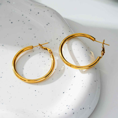 MICHI: Mid-Width Essential Hoop Earrings Gold Size B (2.5cm)