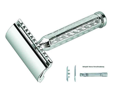 Merkur 42C 3-Piece DE Safety Razor, Closed Comb, Classic 1906 Etched Handle, Chrome