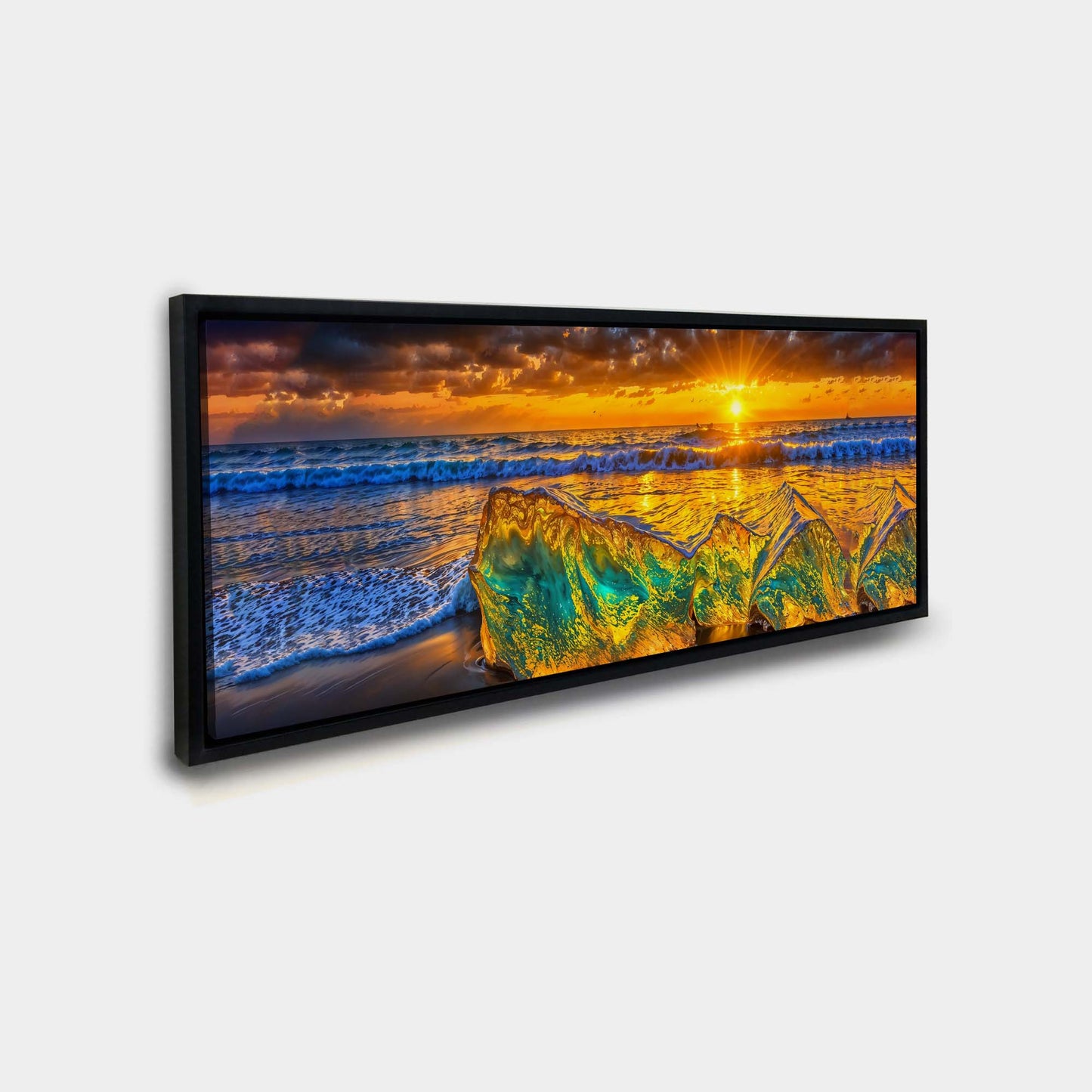 HDR Strandfelsen-Wandkunst-Skyline-Leinwanddruck