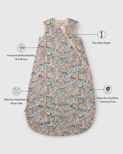 Baby Muslin Sleep Bag 0.5 TOG in Tanboocel® Bamboo Viscose - English Garden