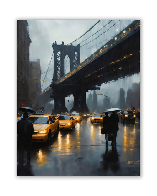 Wandbild – Stilisierte NYC-Brücken-Skyline – Leinwanddruck