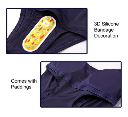Japanese Anime Sailor Style Two-Piece Uniform Swimsuit Set with Bandage Design