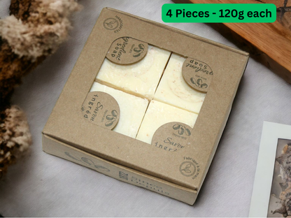 Bio-Olivenölseifenstück, 4er-Pack, unbeduftet, handgemacht, chemikalienfrei