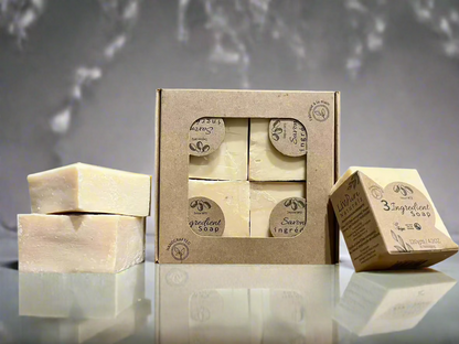Bio-Olivenölseifenstück, 4er-Pack, unbeduftet, handgemacht, chemikalienfrei