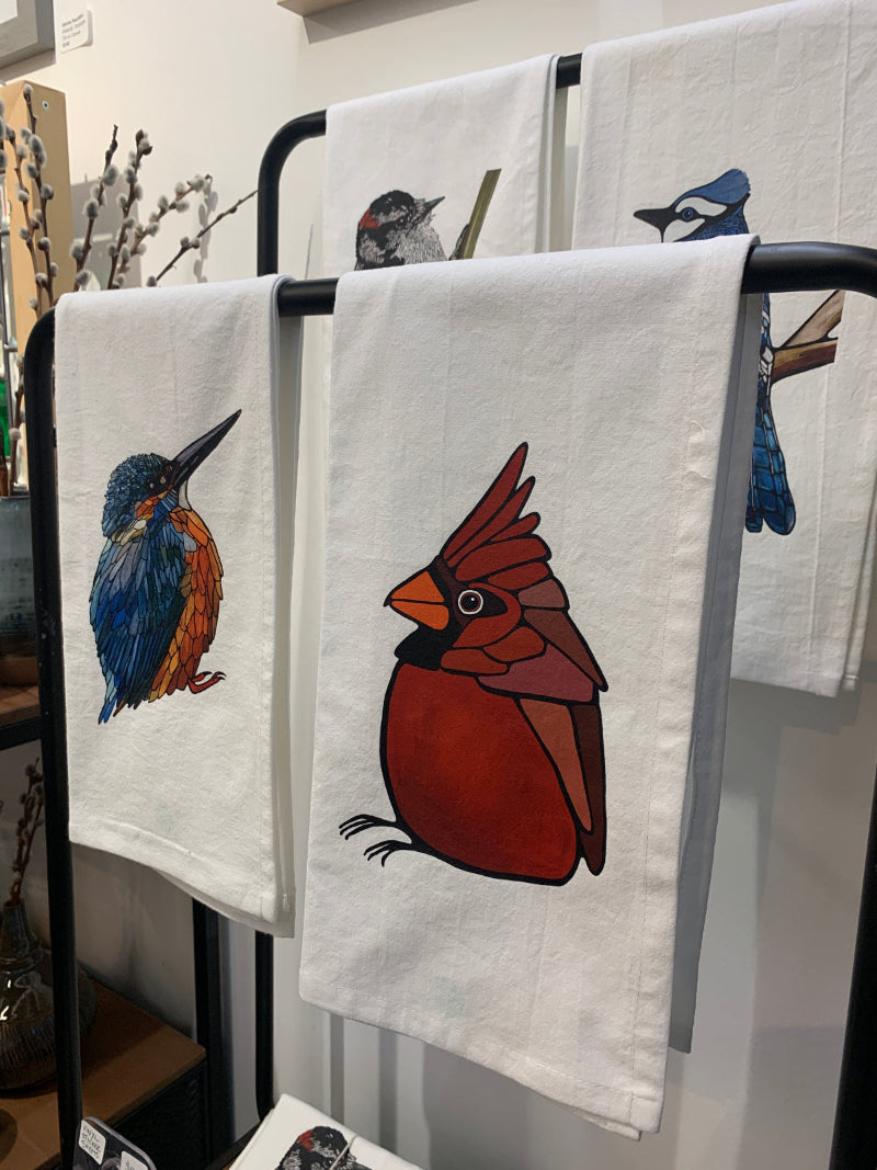 Geschirrtuch aus Mehlsackstoff – 100 % Bio-Baumwolle – Eisvogel